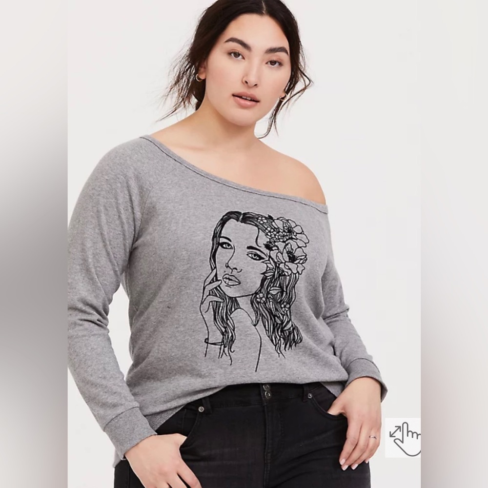 Torrid Gray Off-the Shoulder Sweatshirt
